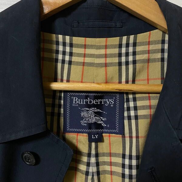 【お値下げ】バーバリーBURBERRY ビンテージ ロングコート メンズ LY ブラック ノバチェック ステンカラーコート