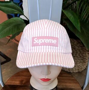 Supreme／シュプリーム／ジェットキャップ／ホワイト×ピンク系ストライプ柄／ADULTフリーサイズ