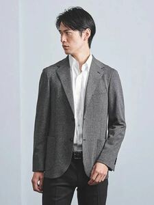 UNITED ARROWS ハウンドトゥース ジャージー ソフト アンコン ジャケット グレー 50 ユナイテッドアローズ