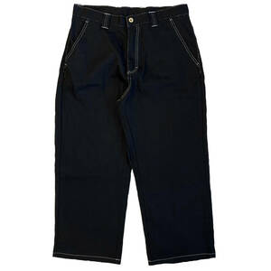 OG BLANK オージーブランク　ルーズフィット ツイル ワークパンツ　ブラック/ホワイト　Lサイズ　LOOSE TWILL WORK PANTS