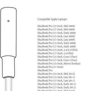 ＃B1【新品☆65W】ミニ交換用充電器 Mac Book Pro 15 17インチ以前 2012年中期以前 磁気第1世代 Lタイプ AC電源アダプターの画像4