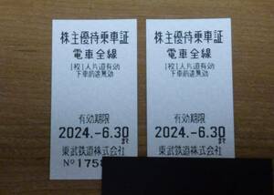 東武鉄道株主優待乗車証　2枚　１～2組