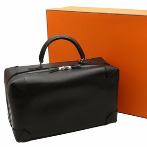 ★C2970 新同!! エルメス マキシボックス37 エヴァーカラー ハンドバッグ □H刻印 ノワール 保管品 HERMES メンズ レディース★