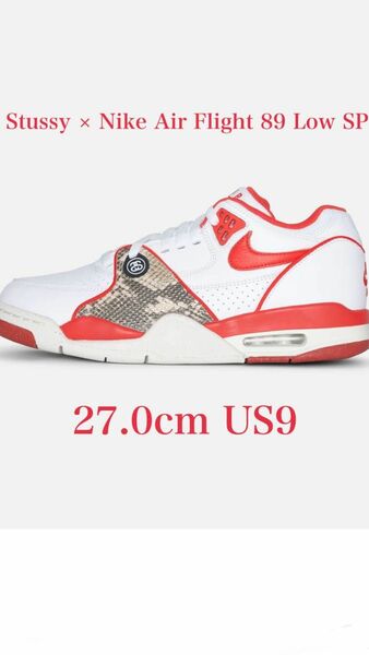 Stussy × Nike Air Flight 89 Low SP "White Habanero Red" US9