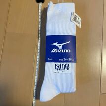 送料無料　新品 ミズノ　MIZUNO ワンポイントソックス3足組　靴下　26-28cm 白ホワイト　通学用に　送料込み_画像4