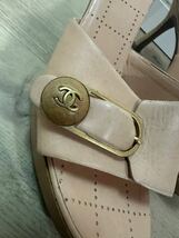 ◇ CHANEL ウッドサンダル ピンク ココマーク 35_画像4