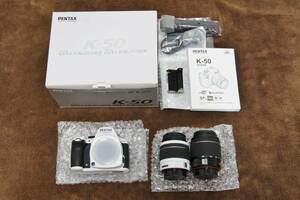 ほぼ新品 PENTAX K-50 ダブルレンズキット ペンタックス　ホワイトボディ