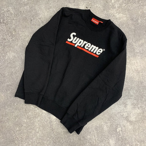 ▲SUPREME シュプリーム 20SS Underline Crewneck アンダーライン クルーネック スウェット ブラック Size.S 104