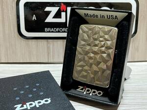 大量出品中!【希少】2012年製 Zippo Armor 'Diamond Cut' ダイヤモンドカット シルバーカラー 両面 アーマー ジッポー 喫煙 オイルライター