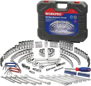 WORKPRO ソケットレンチセット インチ工具セット ハーレー ラチェットレンチ 自動車 バイク 整備 メンテナンス 164点組