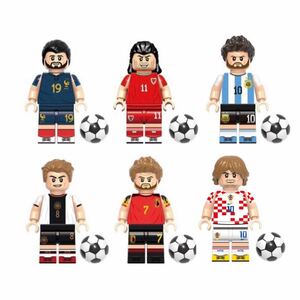 即納 6体セット サッカー選手　ブロック ミニフィグ レゴ LEGO 互換 ミニフィギュア　er