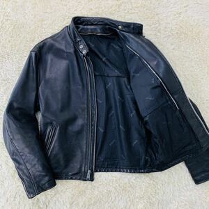 【美品】希少42サイズ XL Schott ショット 641 シングル ライダース ジャケット レザー 本革 カウレザー 革ジャン メンズ ブラック 黒 立襟