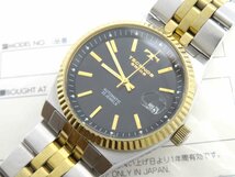 1円◆稼働◆　テクノス　TBM610　裏スケ　グレー　自動巻き　メンズ　腕時計　　L165_画像1