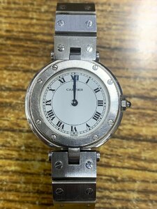 ◆1円◇ジャンク◇　カルティエ　サントスラウンド　ホワイト　クオーツ　ユニセックス　腕時計　　M700
