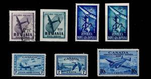 １円～☆外国 切手 カナダ ルーマニア 航空切手 消印ありなし☆