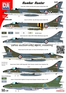 CTA-54 1/72 CTA ホーカー ハンターデカールセット 戦闘機 イギリス空軍 スイス空軍 スウェーデン空軍