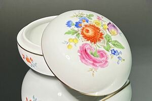 Meissen マイセン/※1級品 大型サイズ12.5cm 豪華フラワーブーケ 蓋物　極美品