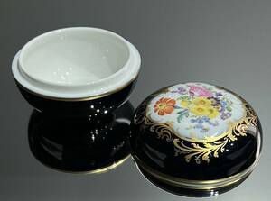 Meissen マイセン /※ 1級品 金彩 コバルト フラワーブーケ　蓋物　美品