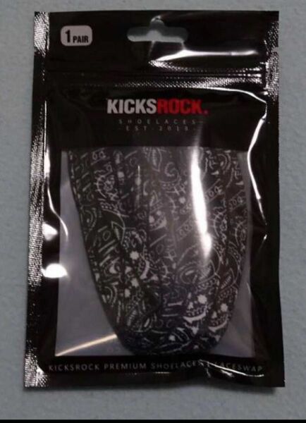 KICKSROCK　キックスロック　BANDANA PRINT LACES　バンダナプリントレース　靴紐　黒　160cm　新品