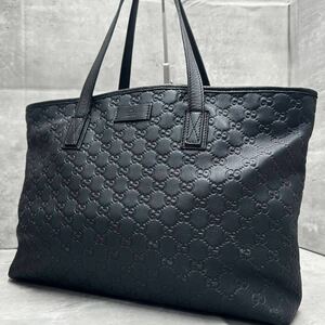 1円■最高級■ GUCCI グッチ メンズ シマ レザー GG柄 ハンドバッグ トートバッグ ビジネスバッグ A4◎ 大容量 肩掛け 本革 黒 ブラック