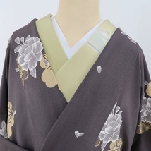 ゆめsaku2 新品 桜 牡丹 着物“お洒落ごころに華灯し今か今かと春を待つ”正絹 ロング丈 仕付け糸付 道中着 2838_画像2