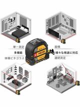 PREXISO メジャー レーザー距離計 デジタルメジャー コンベックス PSC認定取得 1台2役 40m 巻尺5ｍ 0.37kg USB充電式 日本語取扱説明書_画像4