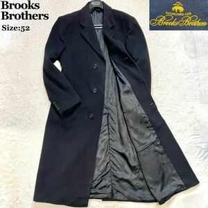 1円〜 カシミヤ混 Brooks Brothers ブルックスブラザーズ チェスターコート ロング 52 大きいサイズ ブラック 黒 ロングコート メンズ 2XL
