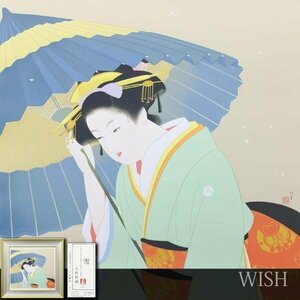 【真作】【WISH】上村松園「雪」シルクスクリーン 12号 大作 上村淳之監修 証明シール 　　〇美人画巨匠 文化勲章 #23122697