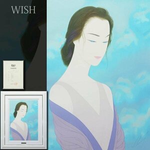 【真作】【WISH】鶴田一郎「花薫る庭園」リトグラフ 20号 大作 1997年作 直筆サイン 証明シール 証明書付 ◆美人 　 #23063212