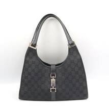 ★GUCCI グッチ 002 1067 ジャッキー GGキャンバス×レザー ハンドバッグ ショルダー トート 肩掛け ブラック系_画像1