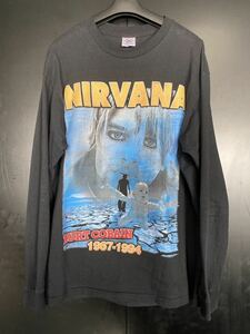 90'S NIRVANA 追悼Tシャツ ヴィンテージ Kurt Cobain ブラック サイズL ニルヴァーナ ロンTシャツ カートコバーン　