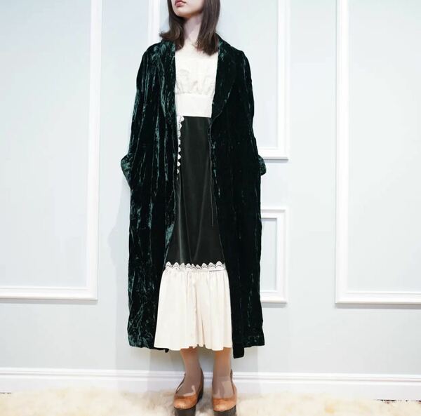 USA VINTAGE VICTORIA'S SECRET VELOUR LONG GOWN COAT/アメリカ古着ベロアロングガウンコート