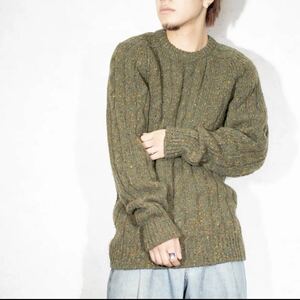 EU VINTAGE INVERTERE CABLE DESIGN NEP KNIT/ヨーロッパ古着インバーティアケーブルデザインネップニット