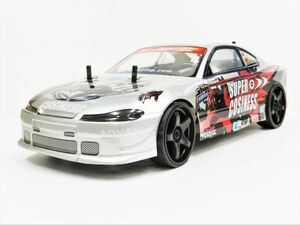 ☆ターボ機能付き☆ 2.4GHz 1/10 ドリフトラジコンカー ニッサン Ｓ15 シルビア タイプ 銀/赤【塗装済み完成品・フルセット】