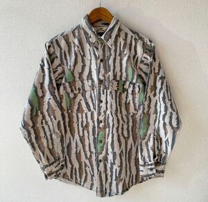 70s 80s Duxbak 迷彩 シャモアクロス 長袖 シャツ L ダックスバック ビンテージ 長袖