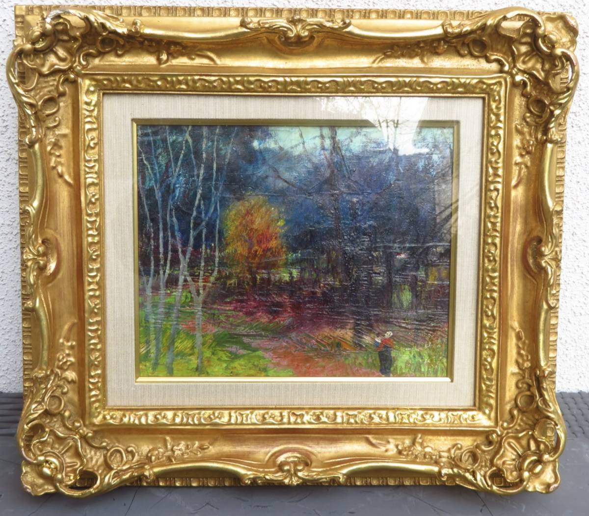 Œuvre d'art coréenne authentique garantie [Lee Byong Sam] Produite en 1979 Peinture à l'huile Fond de peinture Oeuvre d'art Encadrement de luxe Artiste antique Largeur 44, 7 x Hauteur 39, 5, Peinture, Peinture à l'huile, Nature, Peinture de paysage