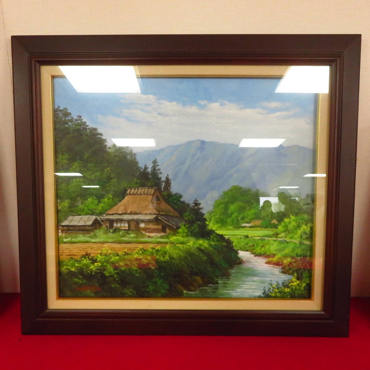 Authenticity Guaranteed Artwork [Mountain village near Yubara Onsen / Issui member Hiroya Kobayashi] Hand-painted Landscape painting Oil painting Painting Artwork Artwork Antique Antique Artwork 68.7×61.3, painting, oil painting, Nature, Landscape painting