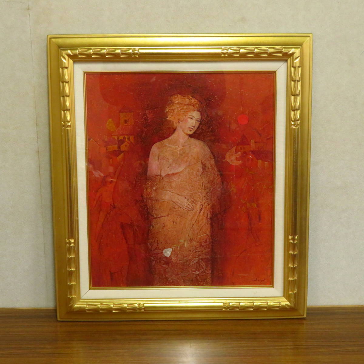 Guarantee included Authenticity Artwork [Living Things (Mother and Child) / Seisuke Matsubara] Oil painting, oil painting, painting, figure painting, artwork, work of art, luxuriously framed, signed by the artist, 62.5 x 70, painting, oil painting, portrait
