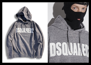 定価6.9万ディースクエアード DSQUARED2 野暮さのない”ゆる感”が雰囲気たっぷりなロゴスウェットフーディ パーカー オーバーサイズ 伊製