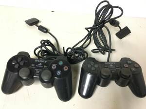 A663　PS2　ソニー　純正コントローラー　2個セット　ブラック　SCPH-10010　アナログコントローラ　デュアルショック2　現状品