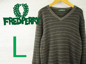 FREDPERRY Fred Perry Italy made < wool Ⅴ neck knitted >BTS have on brand *M1129m