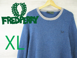 FREDPERRY●フレッドペリー イタリア製＜ウール混 ロゴ刺繍 丸首 ニット＞BTS着用ブランド●M346c