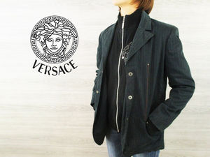 VERSACE* Versace Italy made ( stripe * piling put on manner jacket )*M1339y