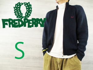 FREDPERRY●フレッドペリー＜ロゴ刺繍 フルジップ ニット ジャケット＞●M2298c