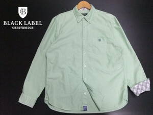 ■CRESTBRIDGE■長袖シャツ 薄グリーン サイズ4 XL ボタンダウン オックスフォード 袖裏チェック柄 ワイシャツ クレストブリッジ