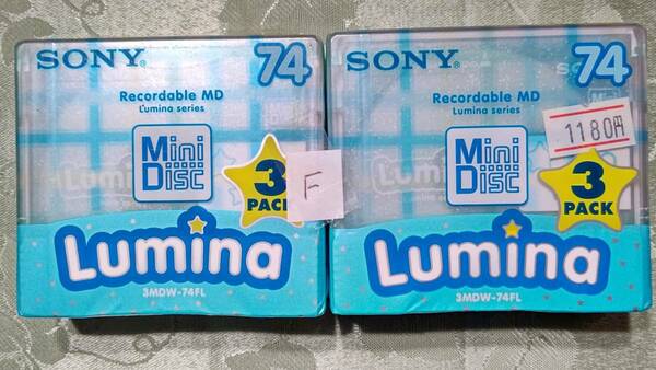F 日本製 MD ミニディスク SONY ソニー LUMINA Recordable MD MINI DISC 74分 3枚入り（ブルー） ×2PACK　合計6枚 未開封