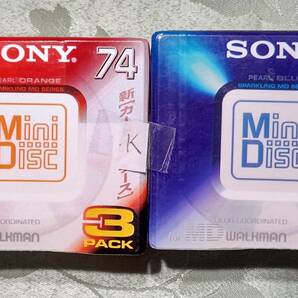 K 日本製 MD for WALKMAN ミニディスク SONY カラーコーディネート 74分 6枚セット（ 3枚入り×2PACK PEARL ORANGE&PEARL BLUE) 未開封