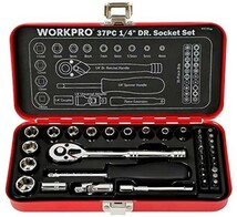 WORKPRO ソケットレンチセット ガレージツールセット ラチェットレンチ 差込角6.35mm（1/4インチ）_画像1