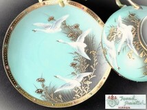 明治～大正期輸出品　美品 フライングスワン　白鳥飛翔紋様図　希少 エナメルジュエル 卵殻手 エッグシェル　金盛上　c&S_画像3