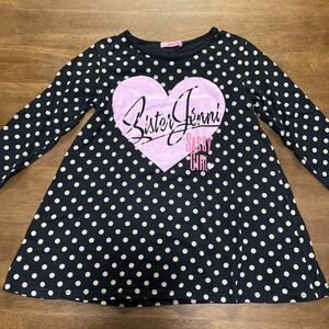 [SISTER JENNI/si Star Jenni ] long sleeve cut and sewn One-piece tunic 130cm used black polka dot dot 